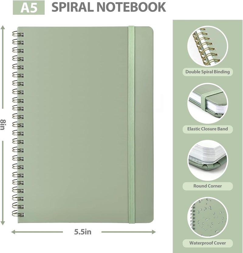 VALOME Journaling Notebooks, A5 Lined Spiral Notebook for Women & Men, 146 Pages College Ruled Hardcover Note Book for Work, Note Taking, Journaling, School, Writing (GREEN) - Image 3